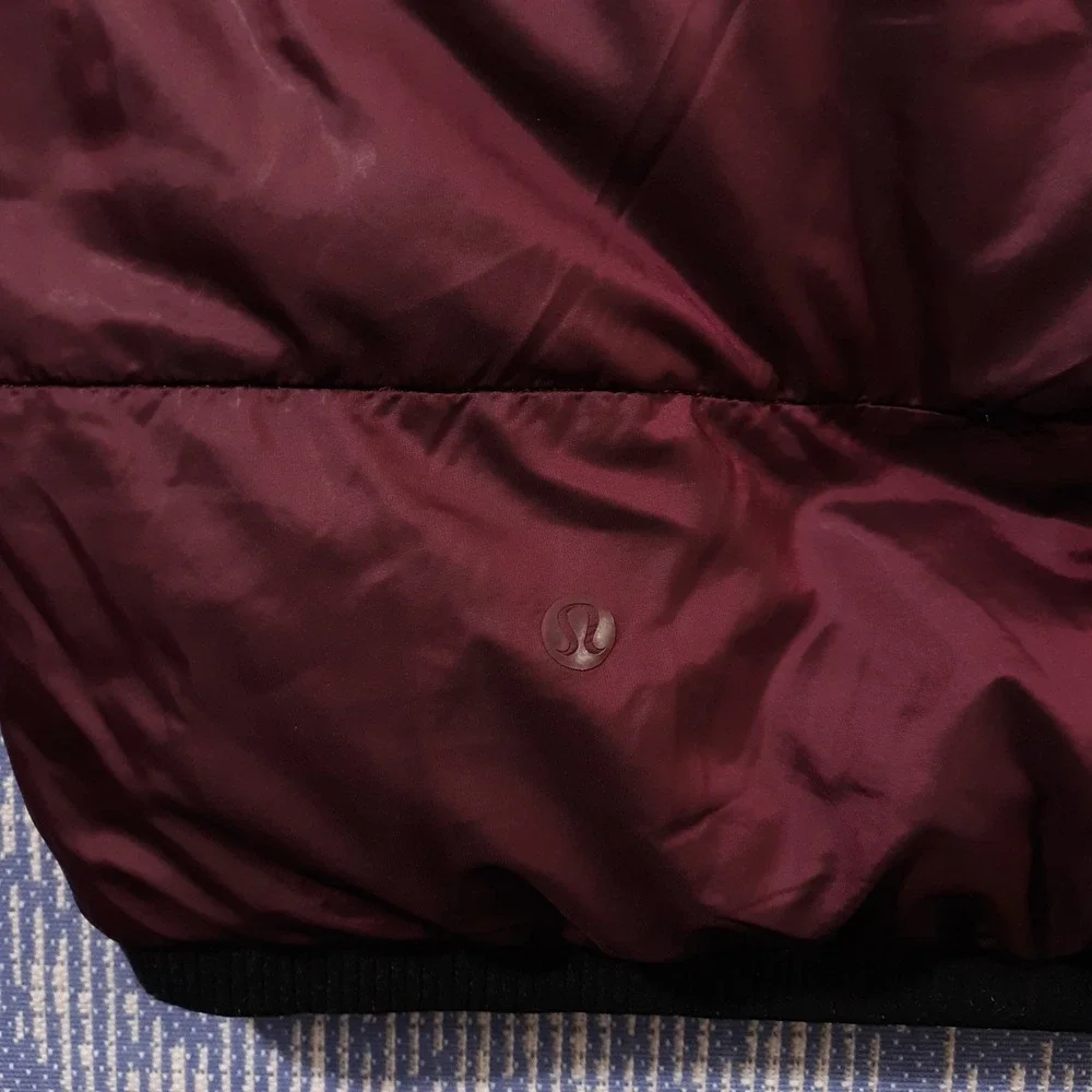 Lululemon Puffer Jacket Coat Womens 8 Full Zip Goose Down Maroon Hooded